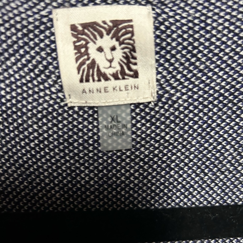 Anne Klein Black and purple Striped Sweater, open front - Picture 2 of 2